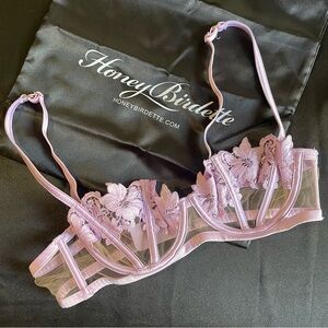 Honey Birdette Amelie Lingerie 💜 Luxury Floral Bra, Lilac Purple, US 34B